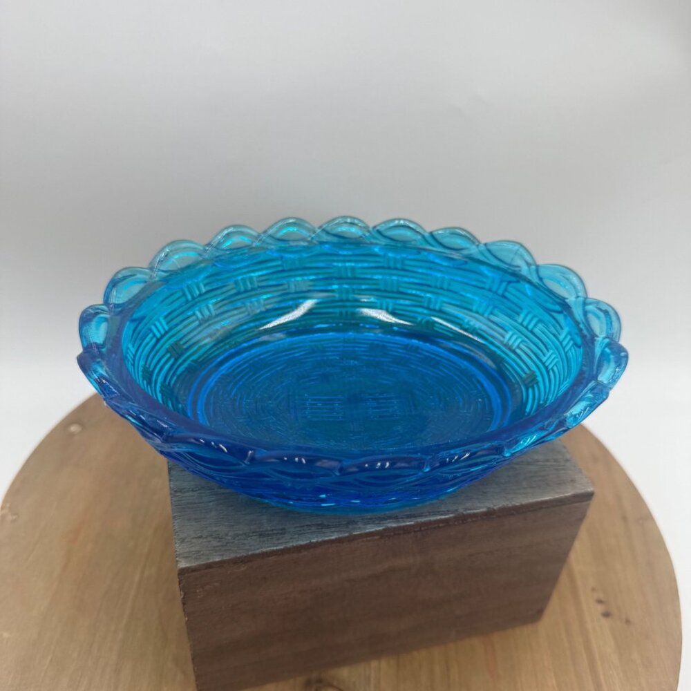 RARE COLOR Vintage LE Smith Horizon Blue Glass Hen On A Nest 6" Blue teal aqua M - Picture 6 of 13